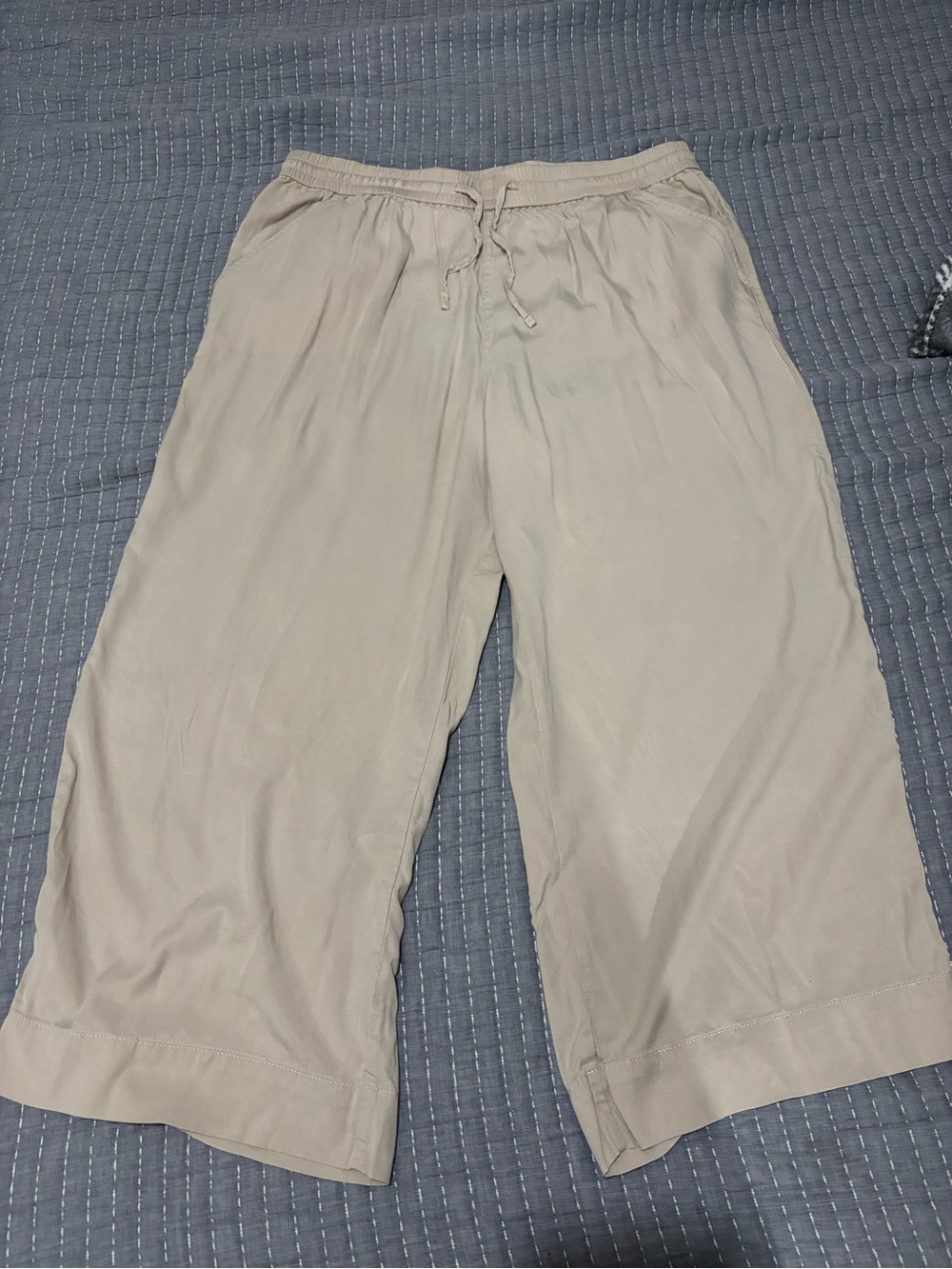 H&M Beige Wide-Leg Drawstring Trousers